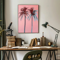 Palm Trees Poster Tropical Pink Minimalist Wall Art