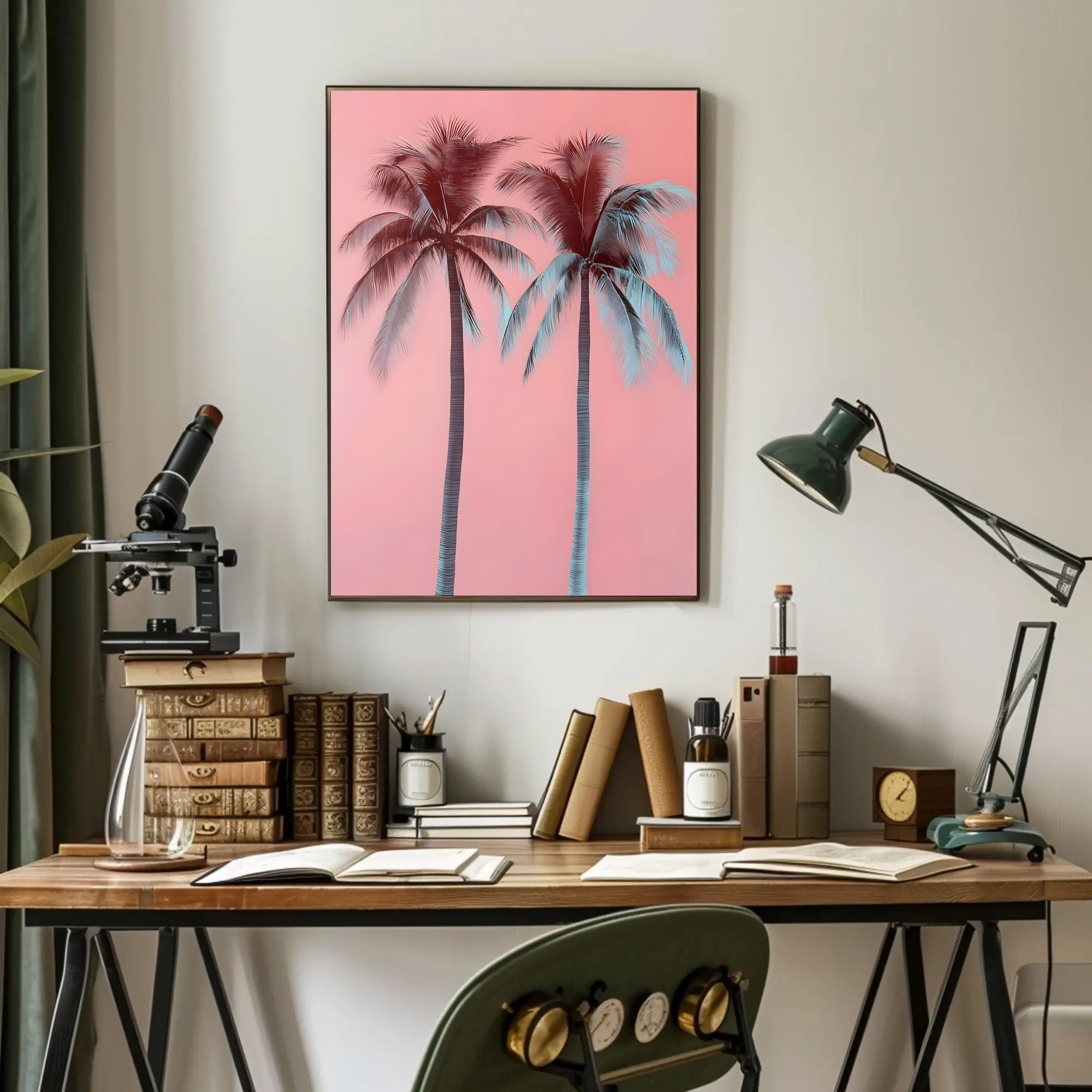 Palm Trees Poster Tropical Pink Minimalist Wall Art