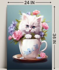 Kitten In A Teacup Poster PosterGoat