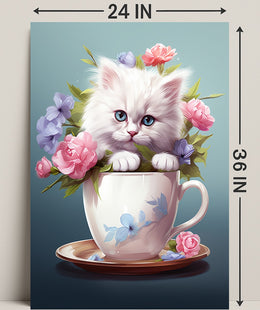Kitten In A Teacup Poster PosterGoat