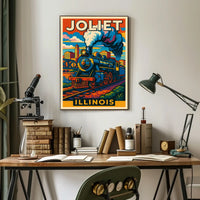 Joliet, Illinois Vintage Train Poster