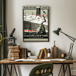 Anchor Line Vintage Transatlantic Voyage Poster