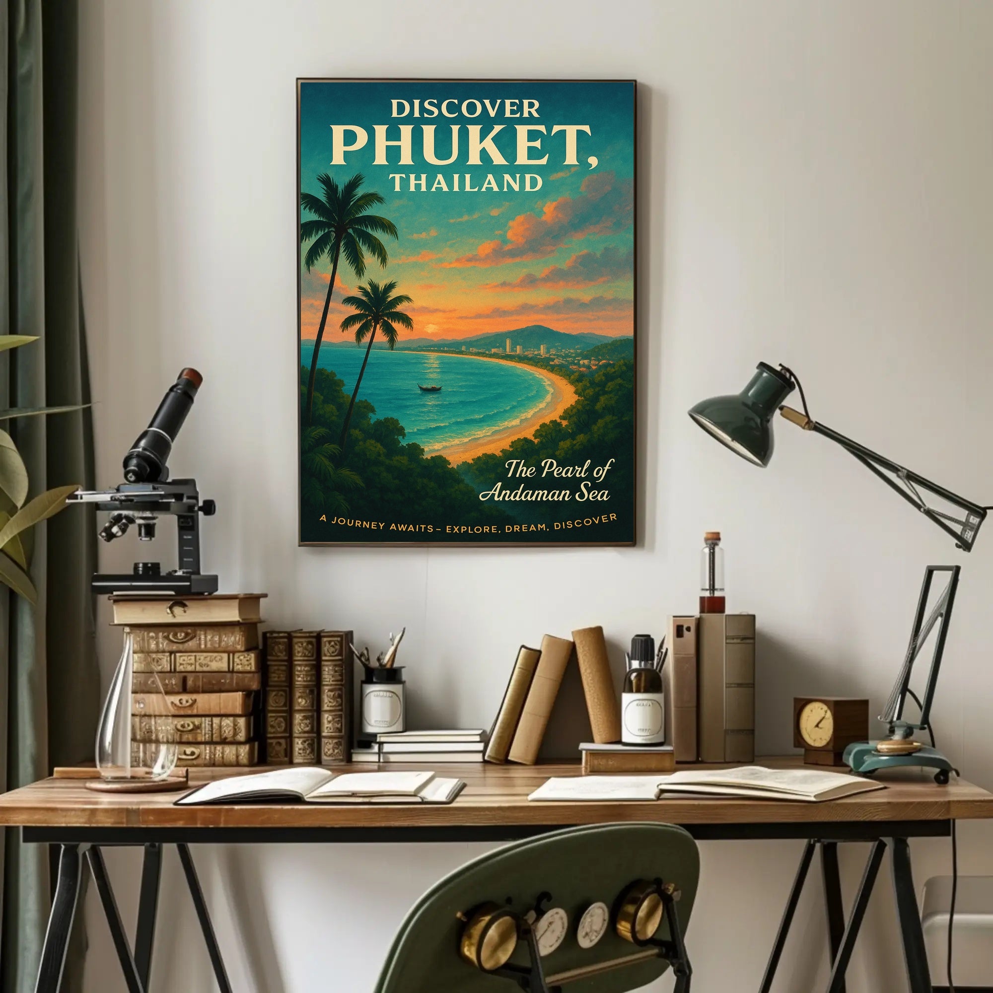 Phuket Travel Poster Vintage Beach Wall Art Print