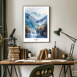 Andes Mountains Watercolor Landscape Art - Travel Poster PosterGoat