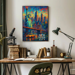 Iconic New York City Landmarks Poster Abstract Wall Art