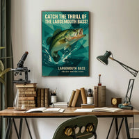 Largemouth Bass Adventure Vintage Fishing Sports Poster