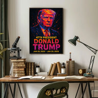 Trump Modern Resolve Neon Futurism Poster