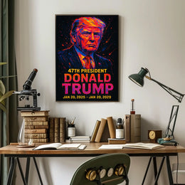 Trump Modern Resolve Neon Futurism Poster