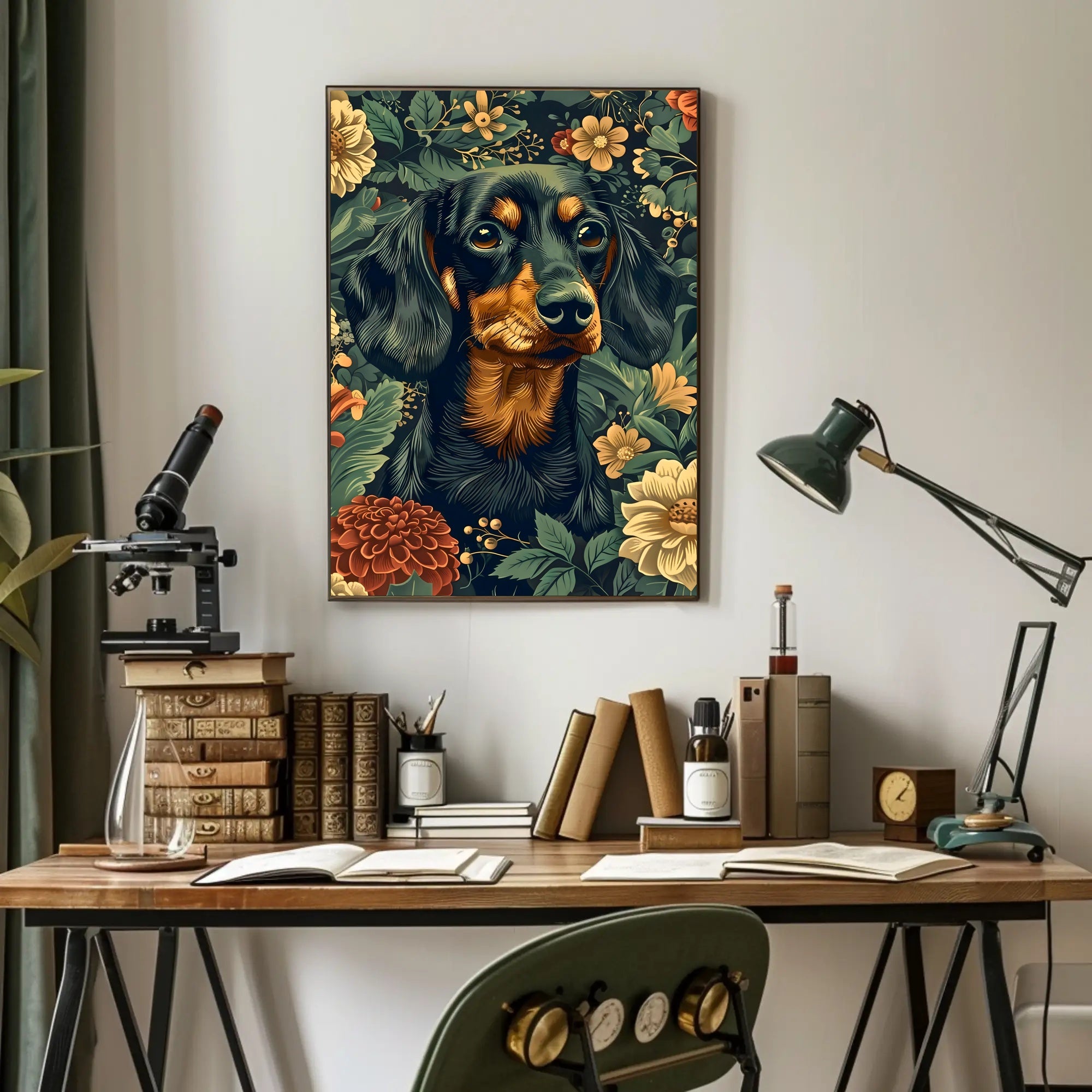 Floral Canine Elegance Wall Art Print