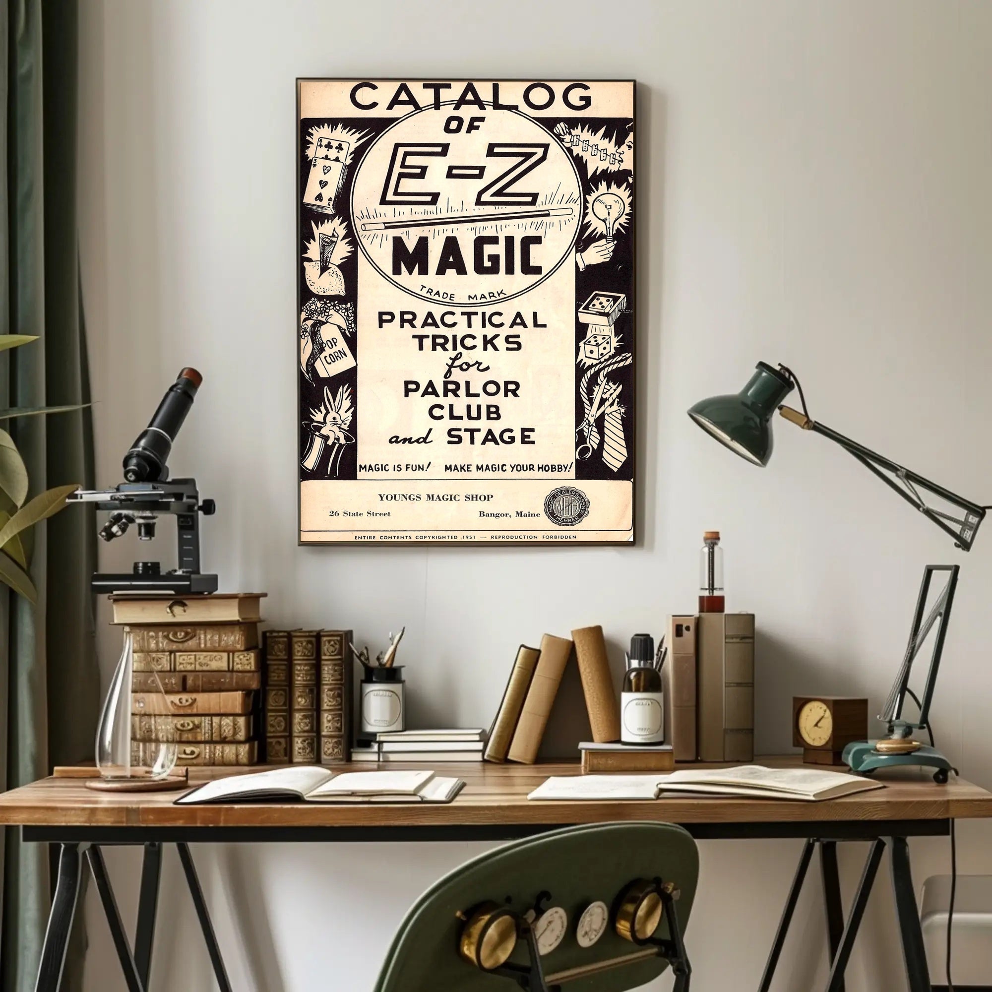 E-Z Magic Catalog Vintage Magic Tricks Artistic Poster