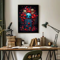 Whimsical Heart Explosion: Surreal Cartoon Art Poster