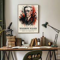 Woodrow Wilson Watercolor Illustration Historical or Presidential Poster