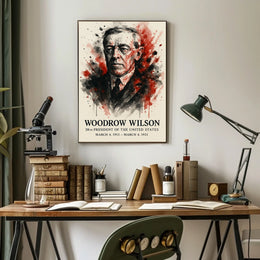 Woodrow Wilson Watercolor Illustration Historical or Presidential Poster
