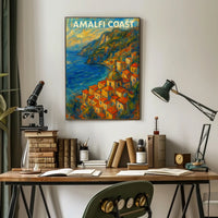 Amalfi Coast Poster Art Print for Coastal Home Decor