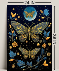 Ethereal Moths in Nature-Inspired Artistic Poster