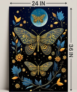 Ethereal Moths in Nature-Inspired Artistic Poster