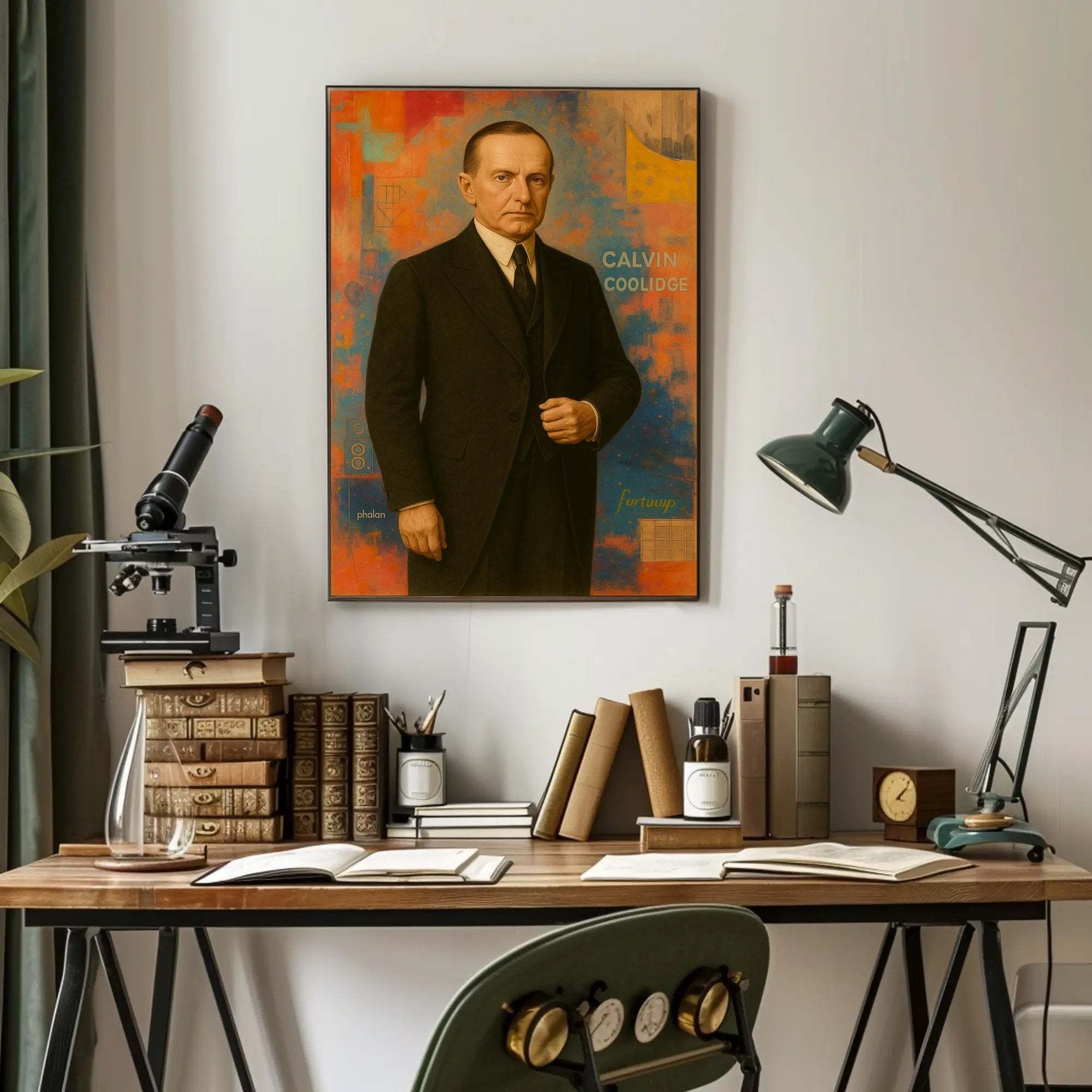Calvin Coolidge Portrait Abstract Artistic Pop Culture Poster