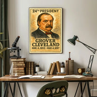 Grover Cleveland 24th President of the United States Exaggerated Cartoon Sketch Poster