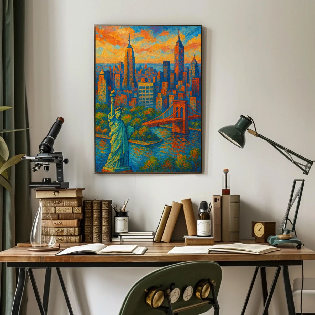 New York City Sunset Poster Modern Cityscape Urban Wall Art