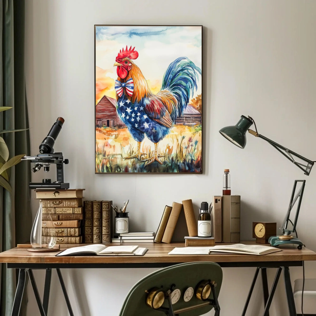 rooster crowing proudly at sunrise Poster