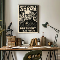 John Quincy Adams 6th President of the United States B & W Comic Sketch Poster