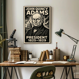 John Quincy Adams 6th President of the United States B & W Comic Sketch Poster