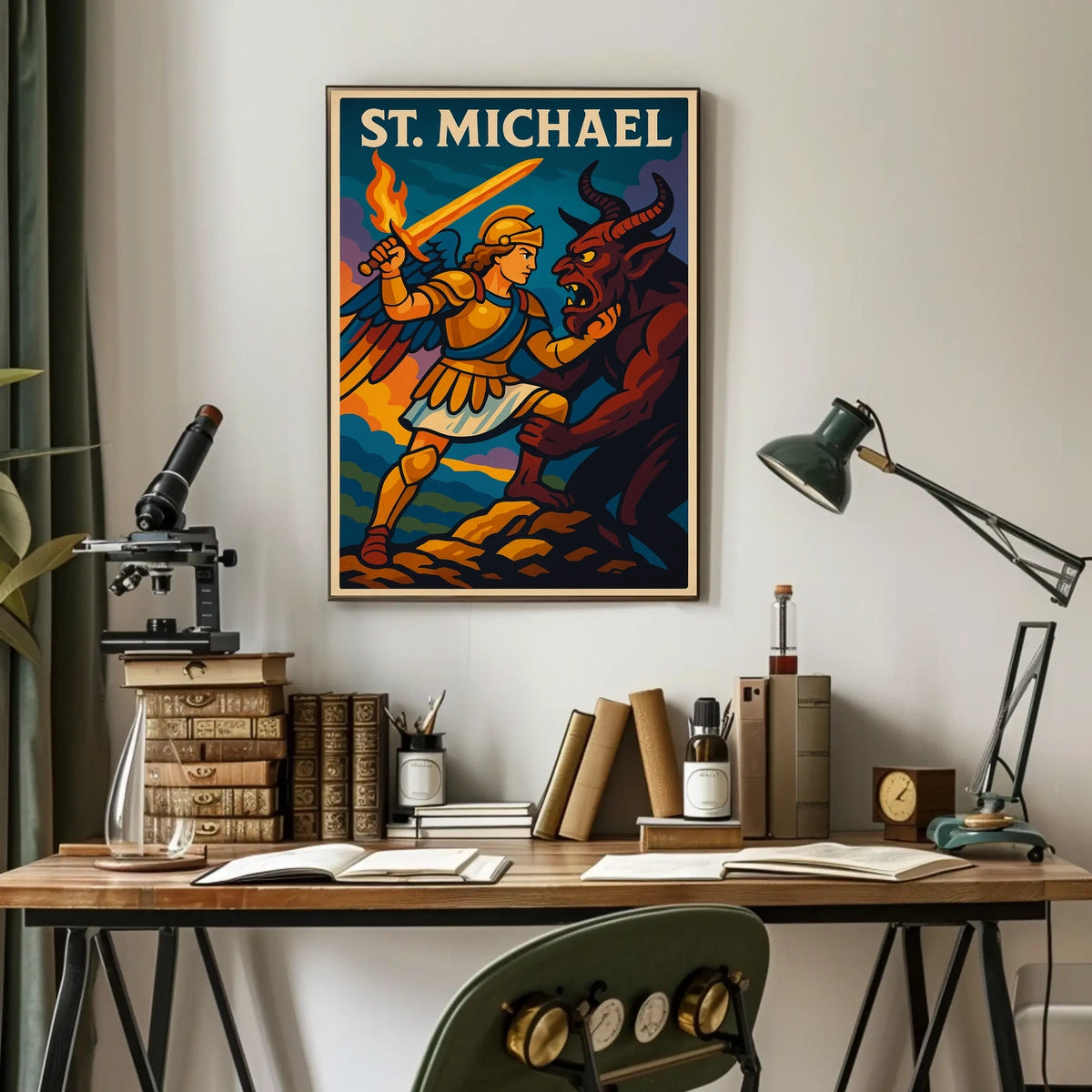Saint Michael Archangel Wall Art Poster For Catholic Decor Sacred Guardian Artwork