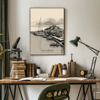 Kalamata Harbor Sketch Poster