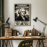 Thomas Jefferson 3rd President of the United States B & W Comic Sketch Poster
