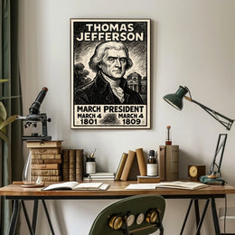 Thomas Jefferson 3rd President of the United States B & W Comic Sketch Poster