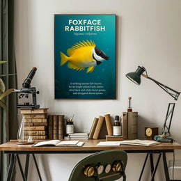 Foxface Rabbitfish Vibrant Illustration Educational or Infographic Poster PosterGoat