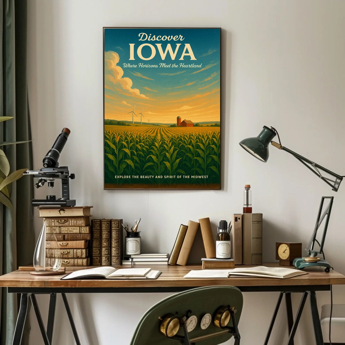 Iowa's Scenic Beauty Landscape Vintage Midwest Poster