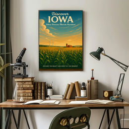 Iowa's Scenic Beauty Landscape Vintage Midwest Poster