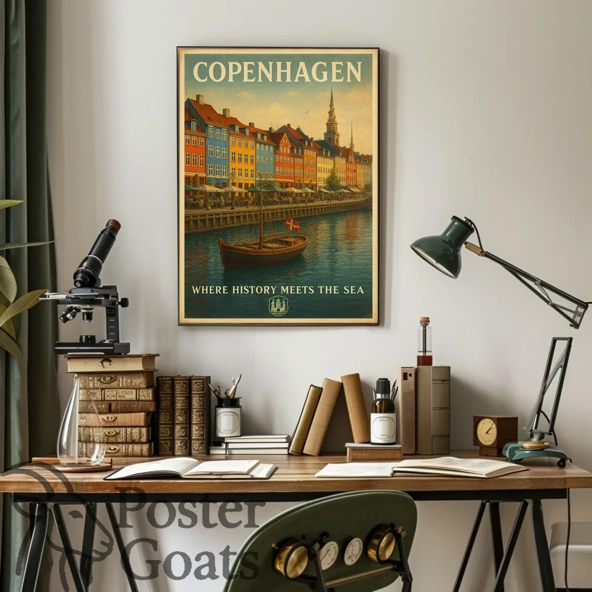Copenhagen Nyhavn Waterfront Travel Poster