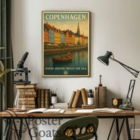 Copenhagen Nyhavn Waterfront Travel Poster