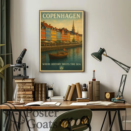 Copenhagen Nyhavn Waterfront Travel Poster