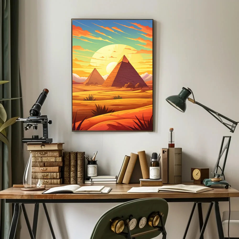 Egyptian Pyramids Sunset Surrealism Art Poster Print