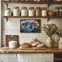 Surreal Vibrant Collage Poster with Colorful Eyes