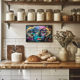 Surreal Vibrant Collage Poster with Colorful Eyes