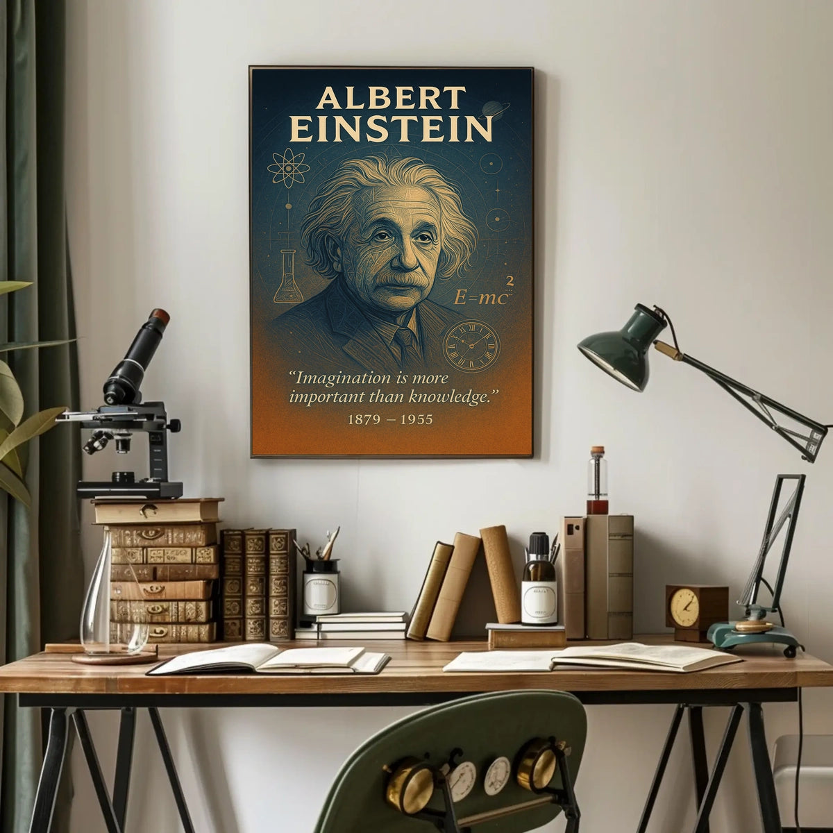 Albert Einstein Vintage Science Poster with Inspirational Quote
