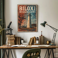 Biloxi Lighthouse Coastal Decor Photography Realism Poster