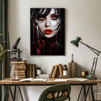Enigmatic Portrait In Red And Black Poster