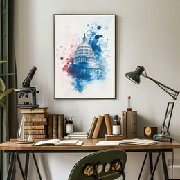 US Capitol Dome Americana Vintage Style Wall Art Poster