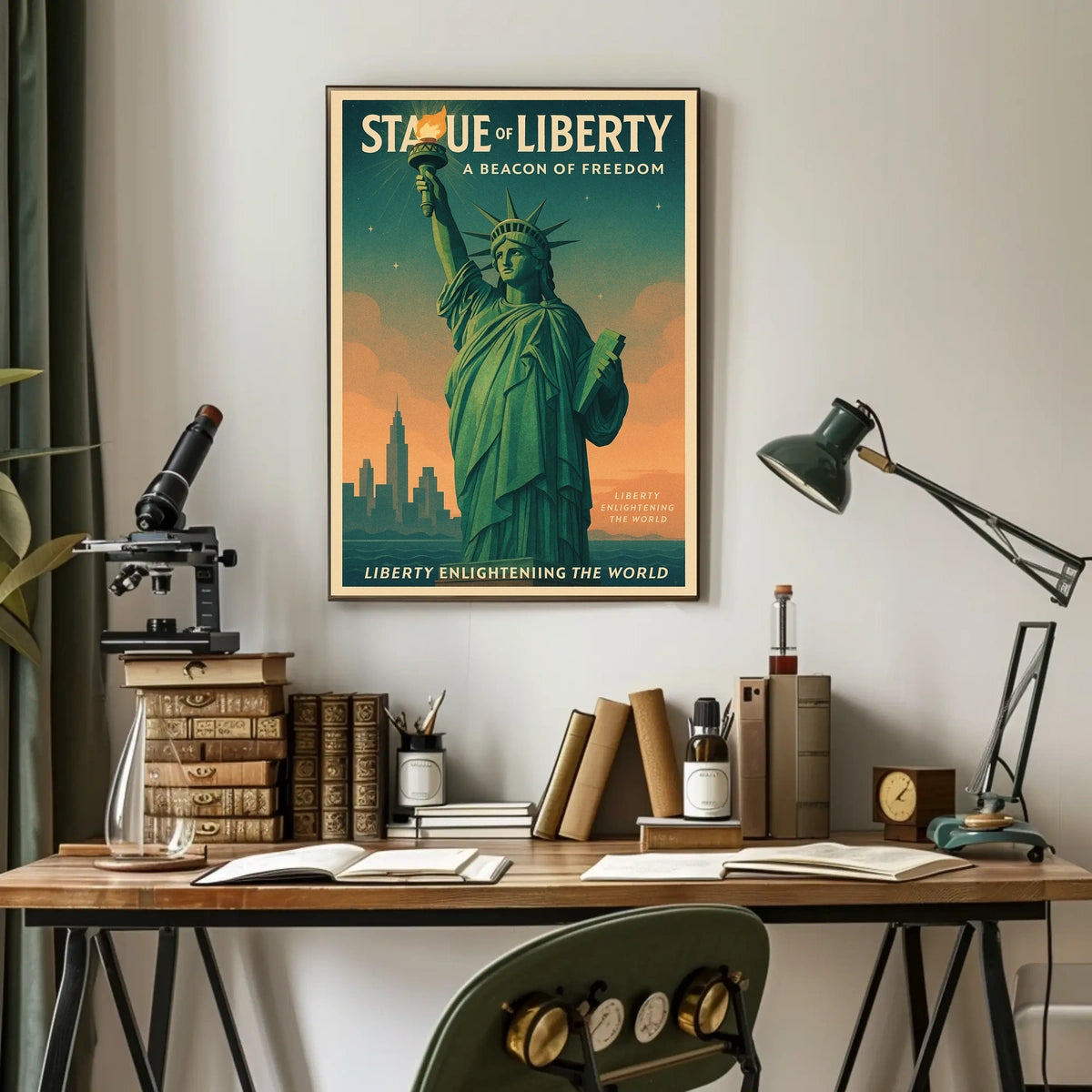 Statue Of Liberty NYC Travel Poster Vintage Wall Art
