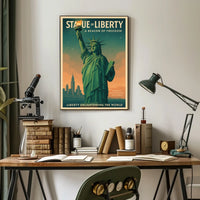 Statue Of Liberty NYC Travel Poster Vintage Wall Art