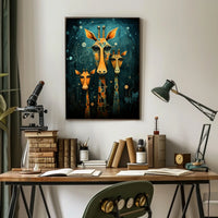 Giraffe Mosaic Surreal Art Poster: Whimsical Abstract Artistic Poster