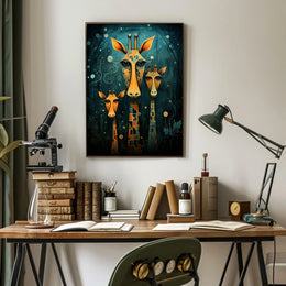 Giraffe Mosaic Surreal Art Poster: Whimsical Abstract Artistic Poster