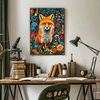 Majestic Fox Amongst Flowers: Enchanting Animal Poster