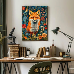 Majestic Fox Amongst Flowers: Enchanting Animal Poster