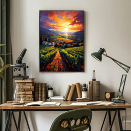 Sunset Over The Vineyard Poster